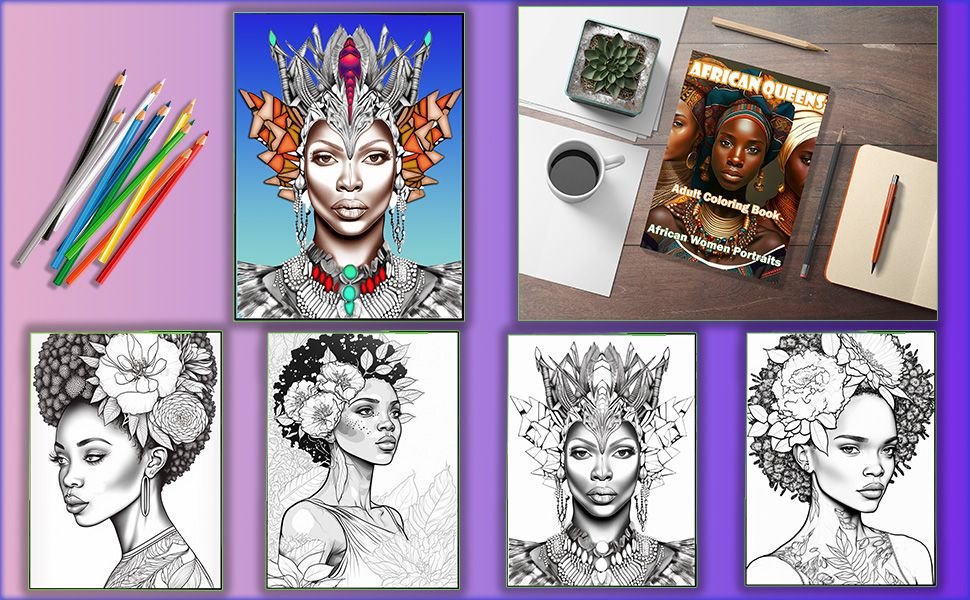 Beautiful African Queens Adult Coloring Book 2 Recuperado Diseñador web freelance y Marketing Digital